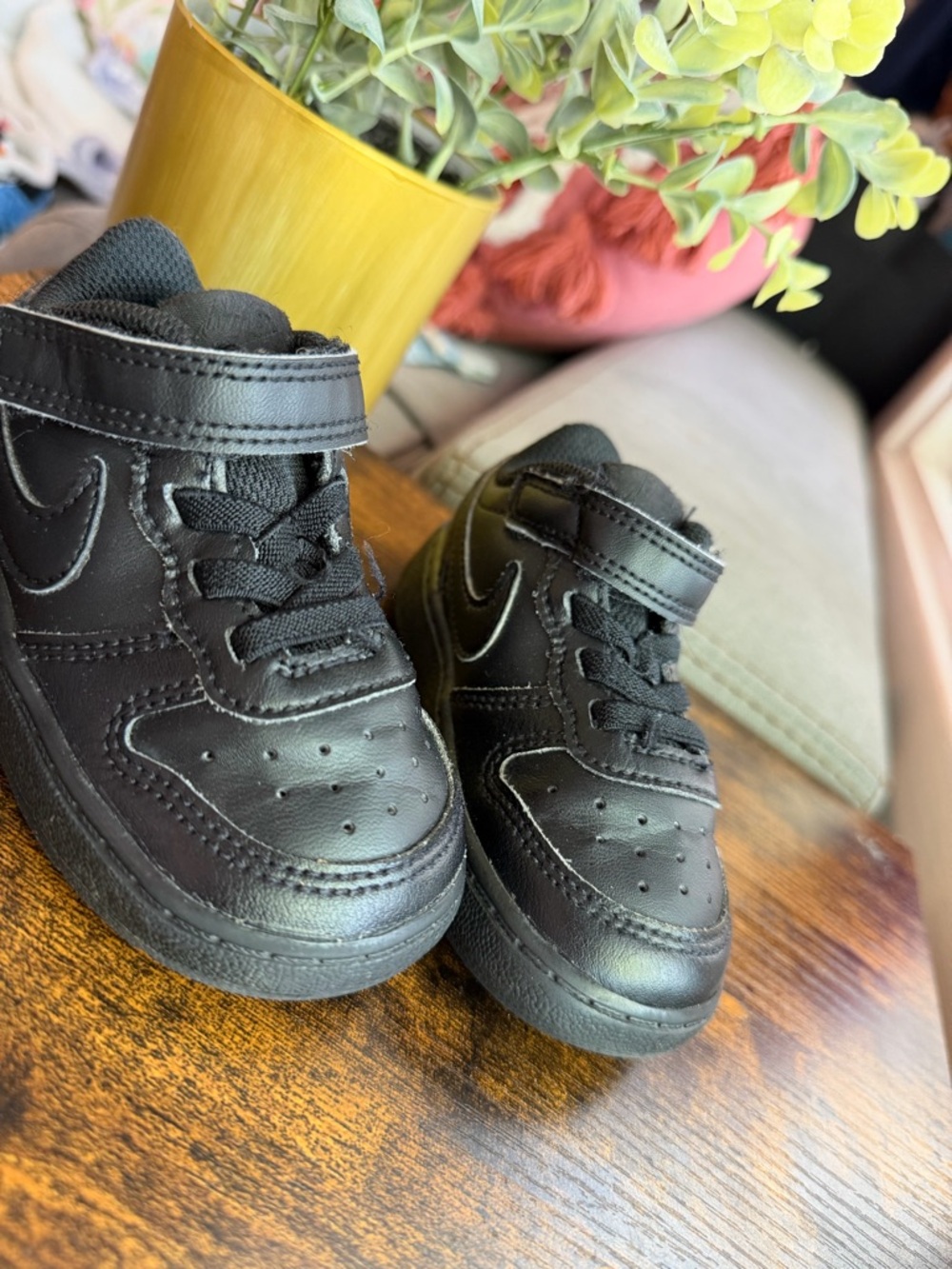 Nike Kids Black High-Top Sneakers with Velcro Strap